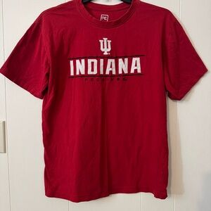 Indiana University Hoosier Red Tee Shirt Embroidered Mens Large